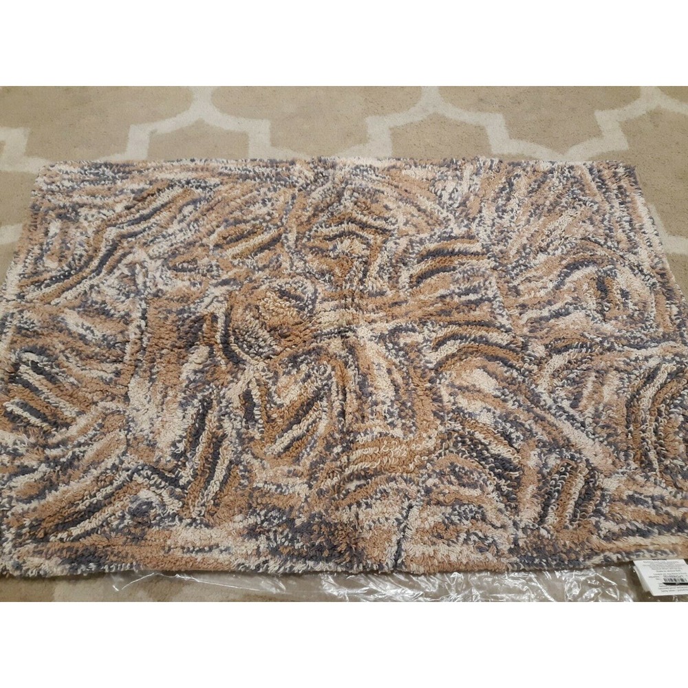 Home Weavers Ventura Beige Bath Rug Mat Cotton 21" x 34" Bathroom